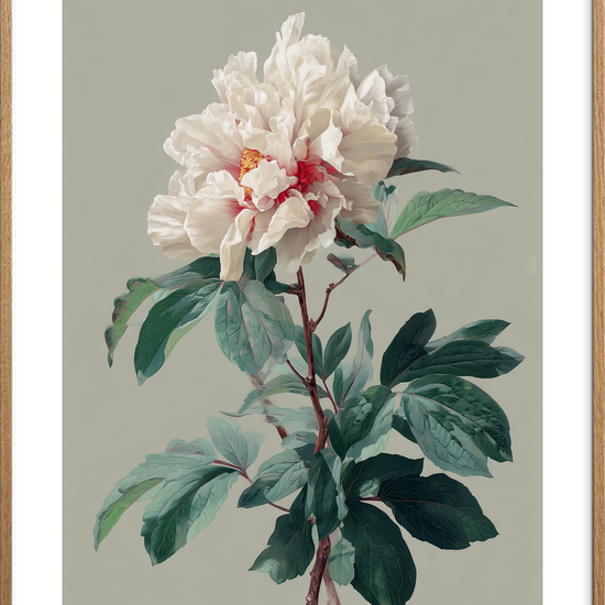 Suk fra silkeblød blomst - Oak Frame, With White Border