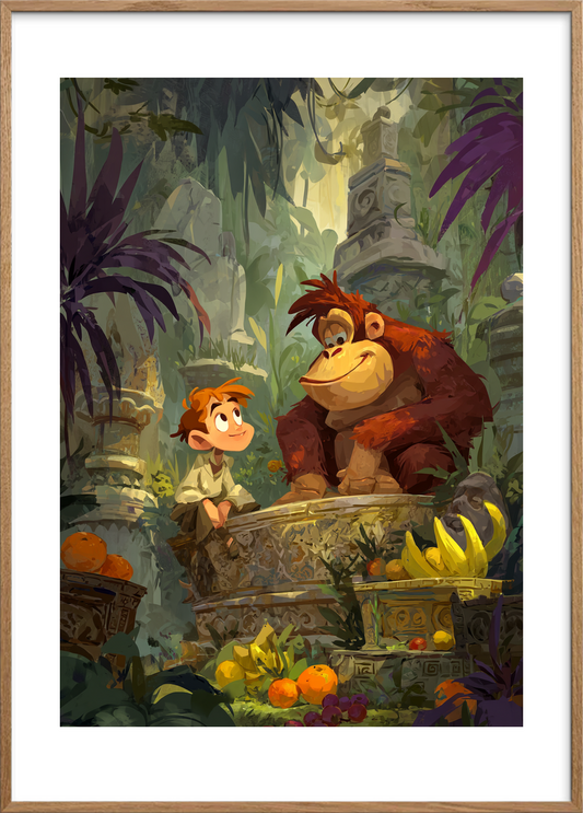 Smag af barndommens regnskov - Oak Frame, With White Border