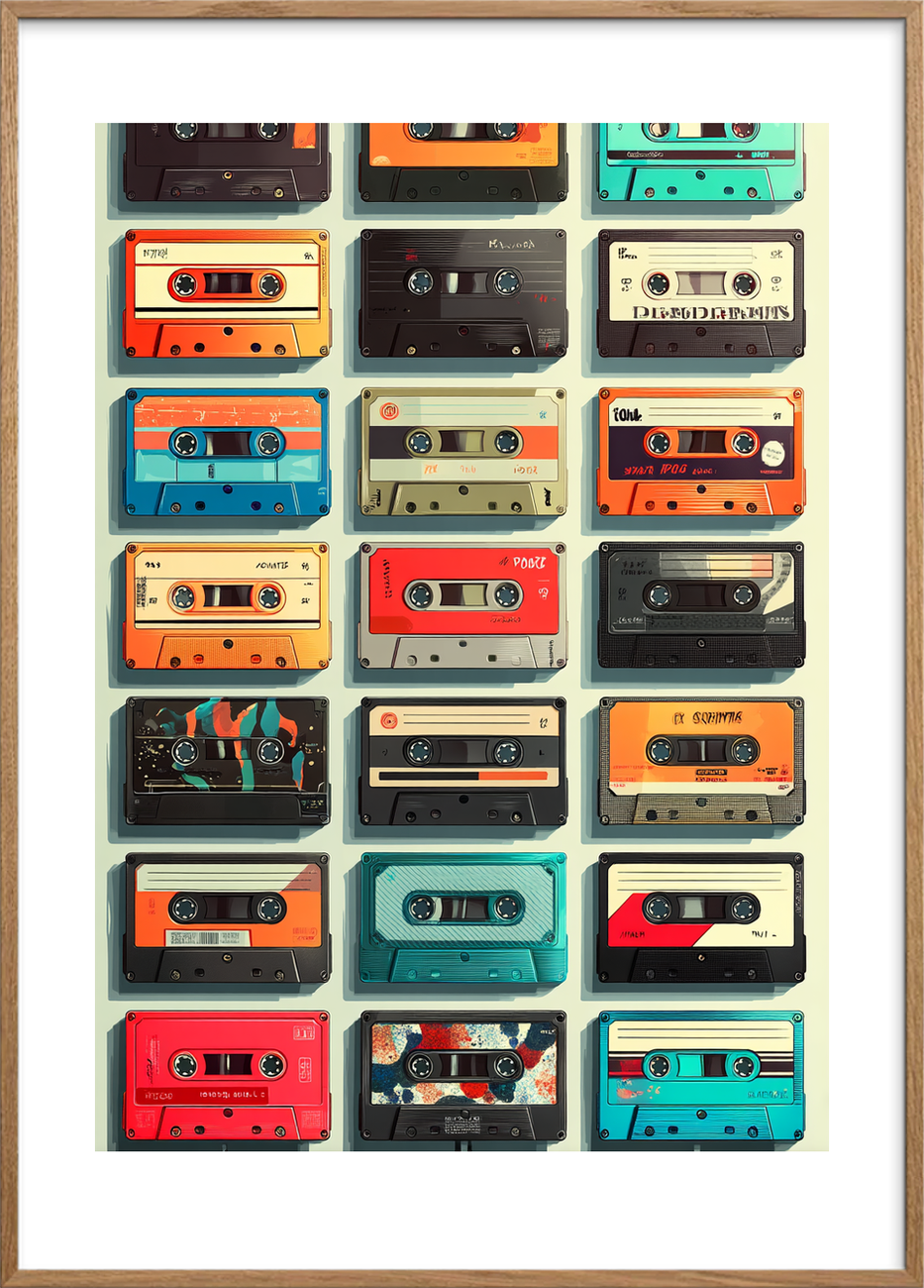 Kassettens taktfaste hvisken - Oak Frame, With White Border