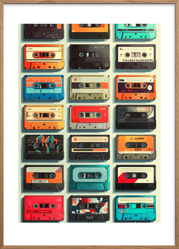 Kassettens taktfaste hvisken - Oak Frame, With White Border