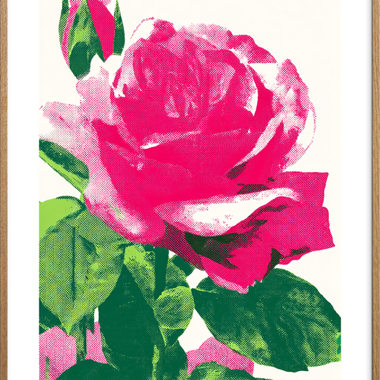 Blød neon, stille sus - Oak Frame, With White Border