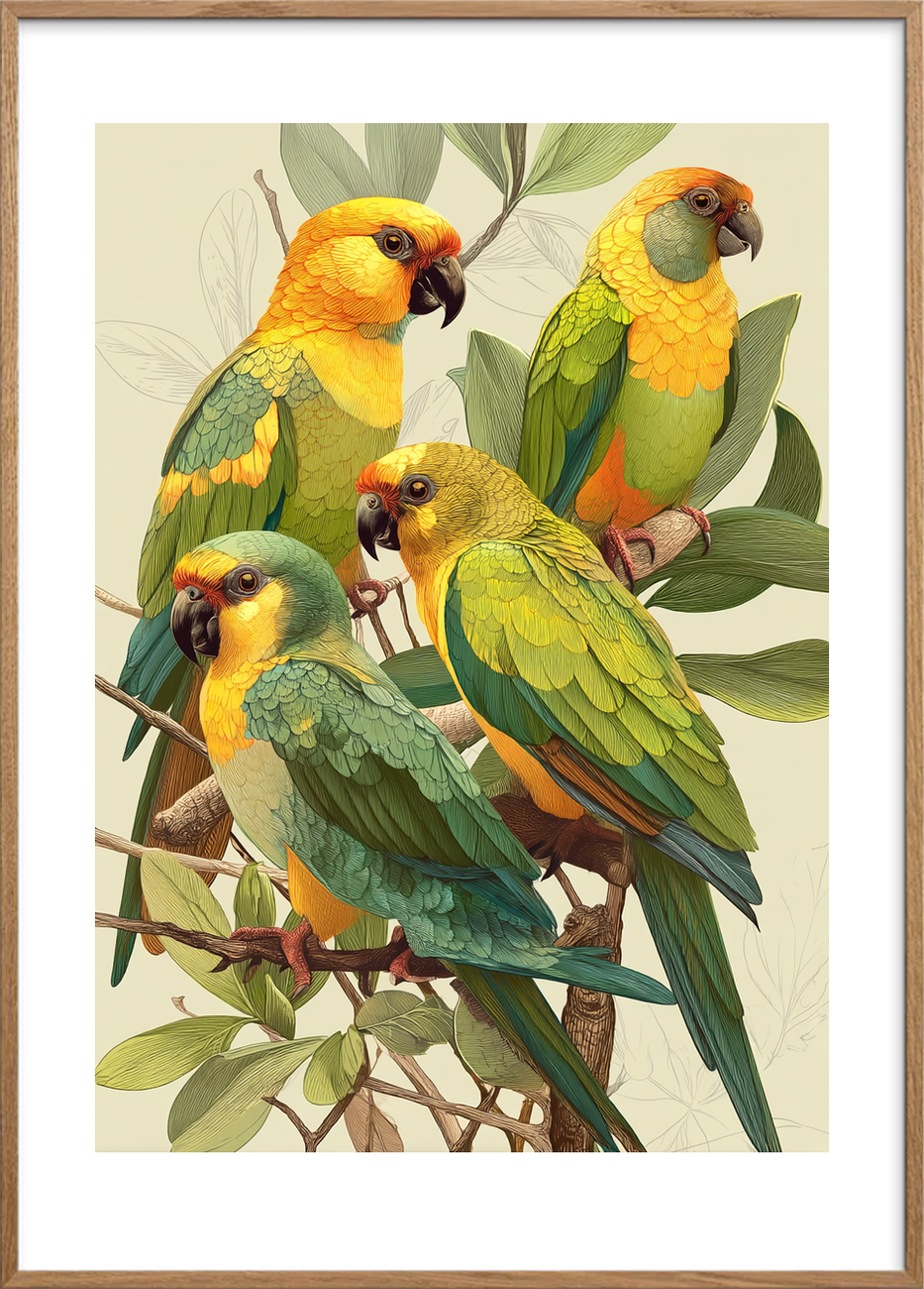 Fjerenes varme hvisken - Oak Frame, With White Border