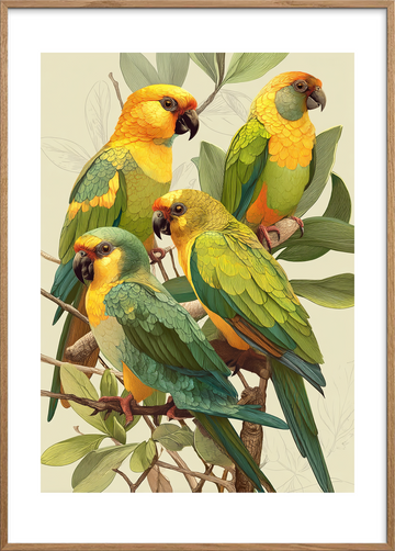 Fjerenes varme hvisken - Oak Frame, With White Border