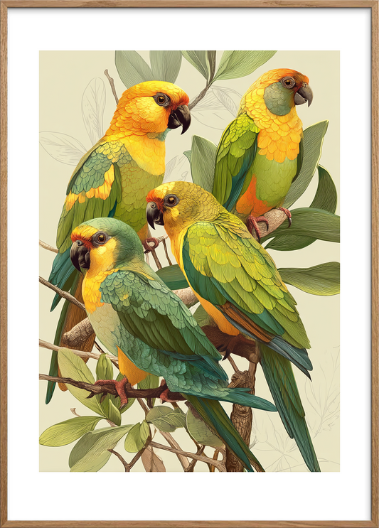 Fjerenes varme hvisken - Oak Frame, With White Border