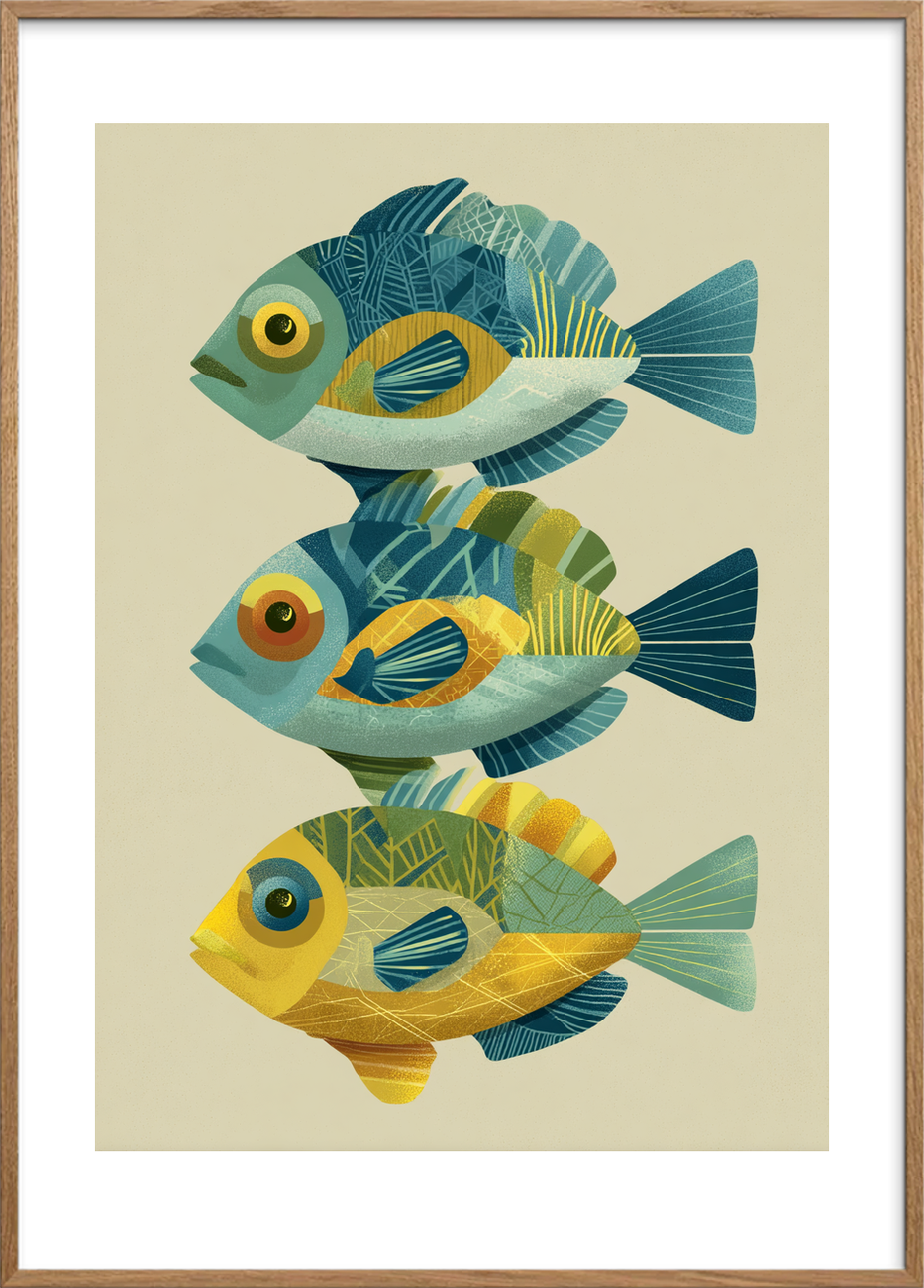 Havets sagte klang - Oak Frame, With White Border