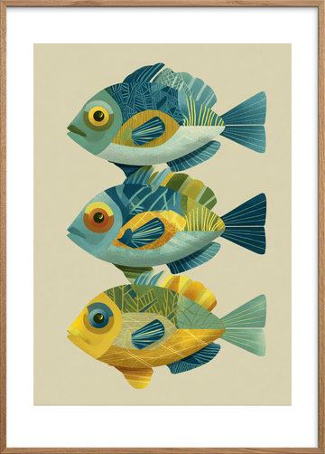 Havets sagte klang - Oak Frame, With White Border