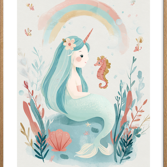 Regnbuens stille sang - Oak Frame, With White Border