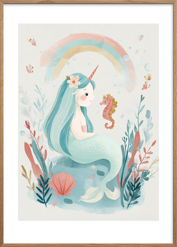 Regnbuens stille sang - Oak Frame, With White Border