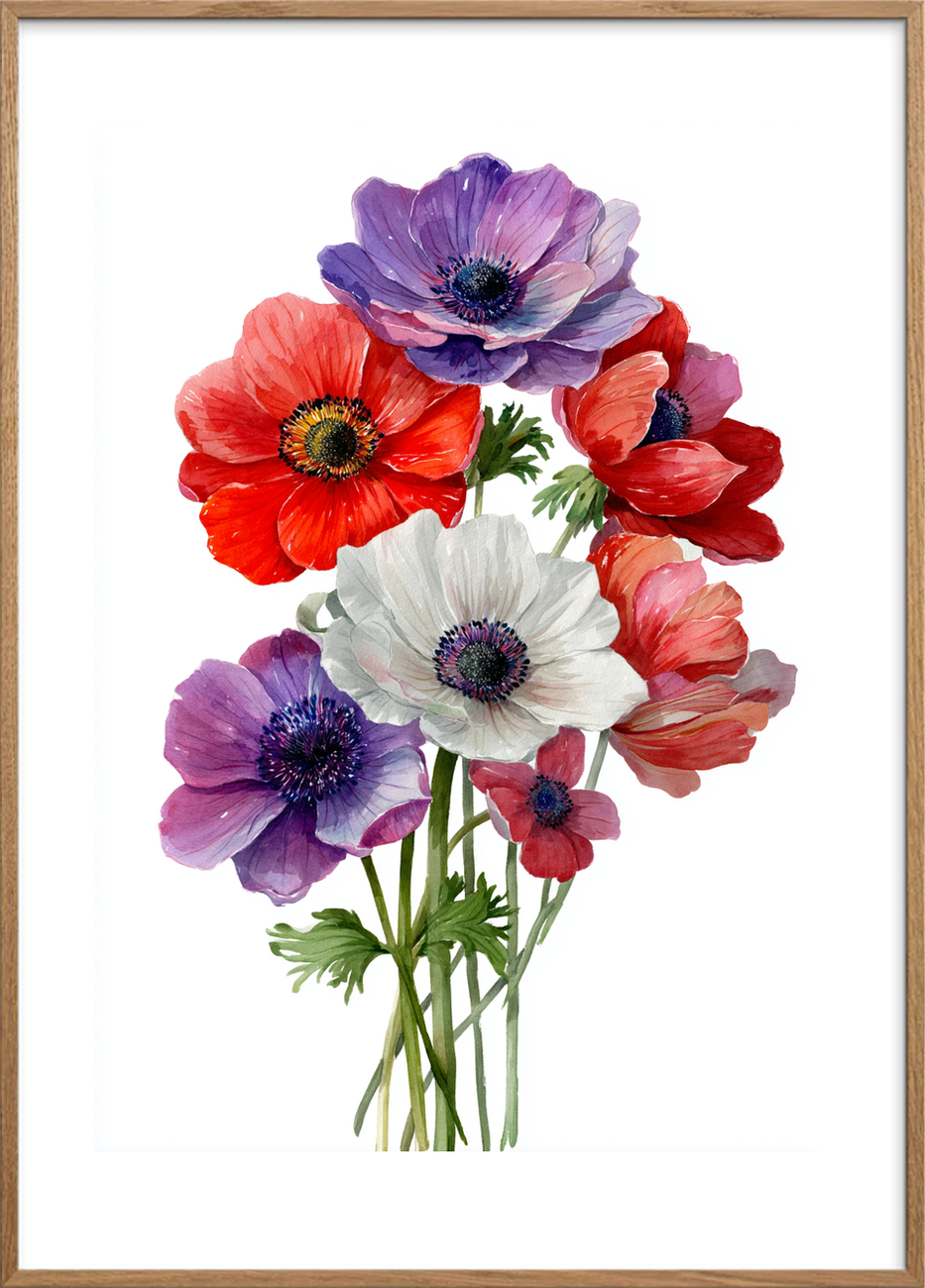 Hviskende farveklang - Oak Frame, With White Border