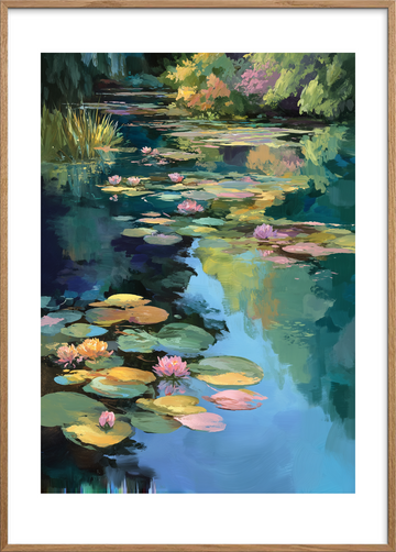 Vandets hviskende sang - Oak Frame, With White Border