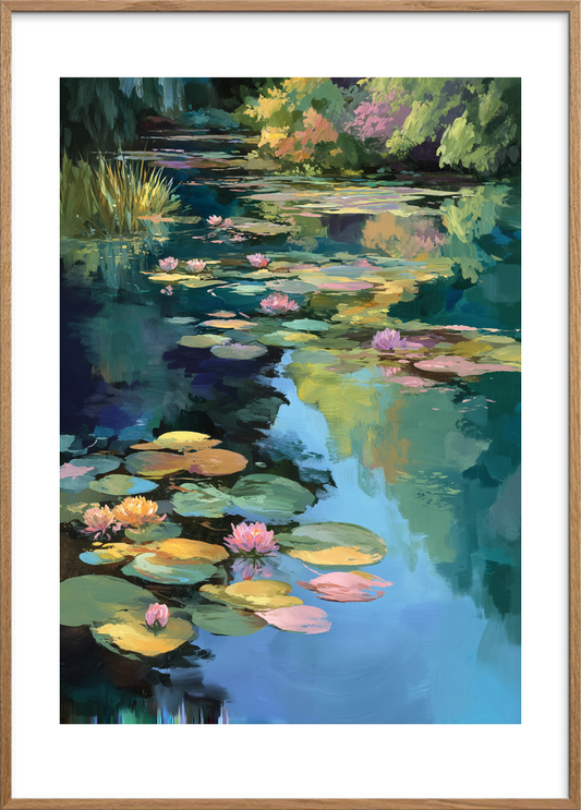 Vandets hviskende sang - Oak Frame, With White Border