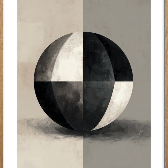 Stum symfoni i gråtoner - Oak Frame, With White Border