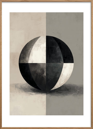 Stum symfoni i gråtoner - Oak Frame, With White Border