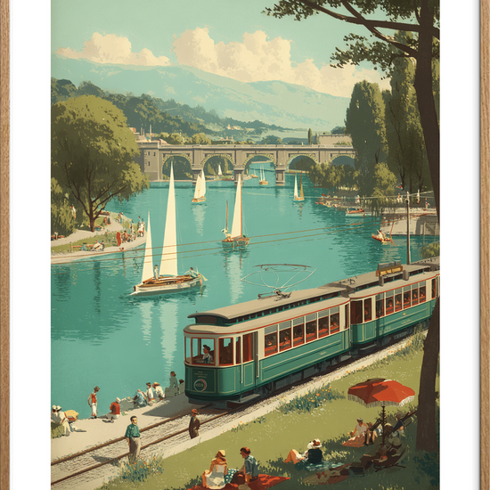 Sporvognens stille klang - Oak Frame, With White Border