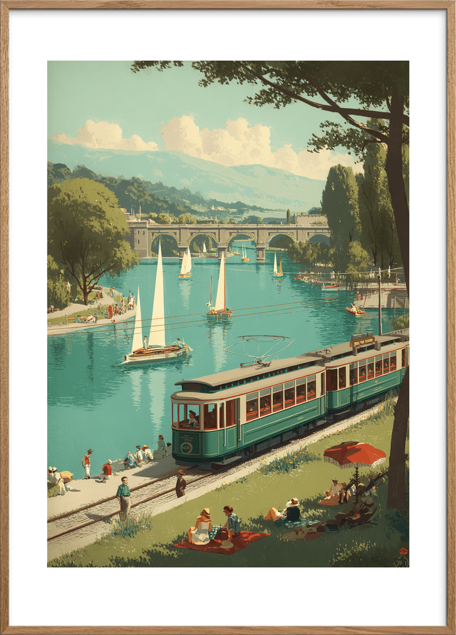 Sporvognens stille klang - Oak Frame, With White Border