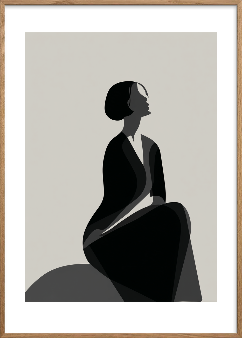 Hviskende skygger - Oak Frame, With White Border