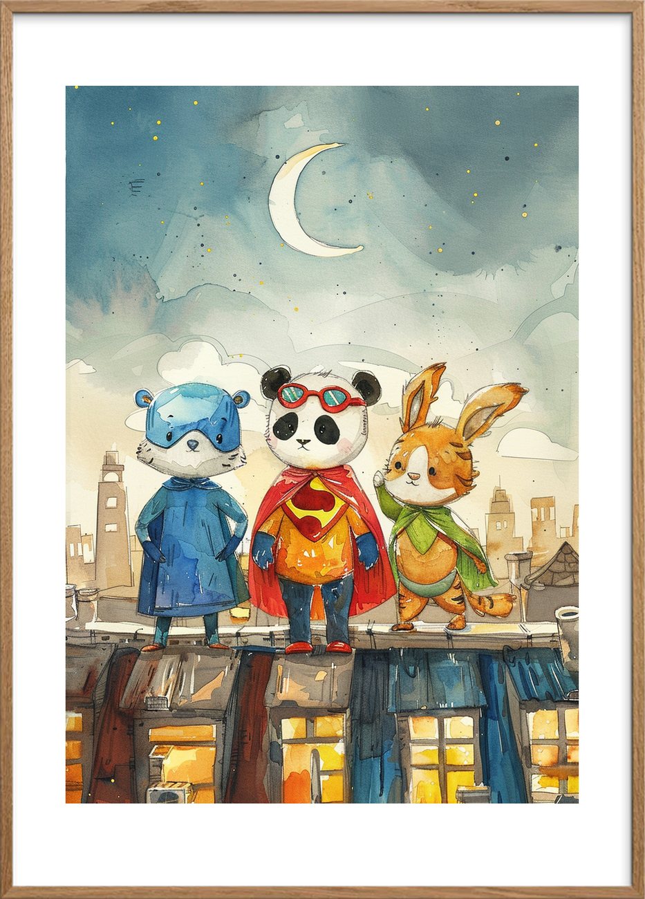 Måneskinets stille helte - Oak Frame, With White Border