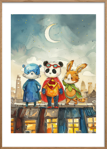 Måneskinets stille helte - Oak Frame, With White Border