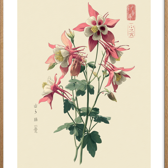 Blomsternes sagte klokkespil - Oak Frame, With White Border