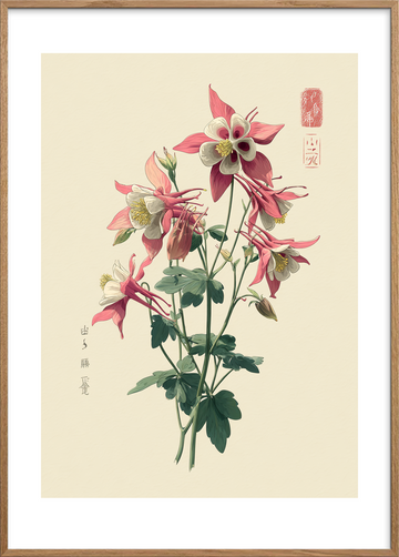 Blomsternes sagte klokkespil - Oak Frame, With White Border