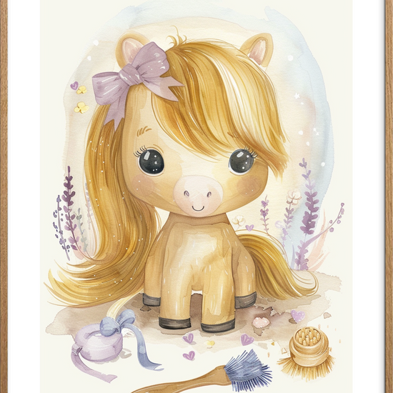 Lavendelens blide hvisken - Oak Frame, With White Border