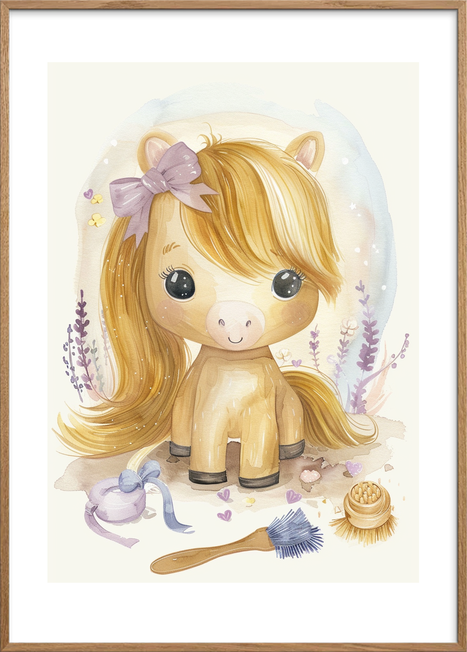 Lavendelens blide hvisken - Oak Frame, With White Border