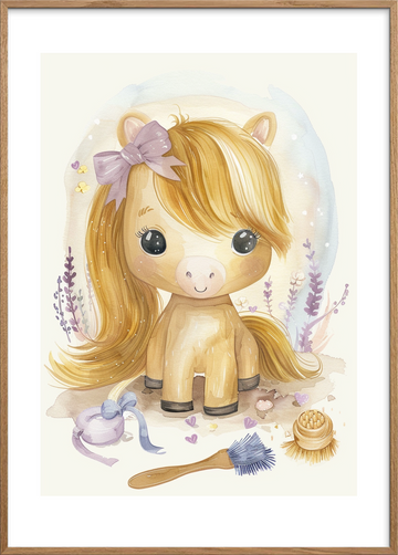 Lavendelens blide hvisken - Oak Frame, With White Border