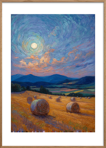 Måneskinsmusik over markerne - Oak Frame, With White Border