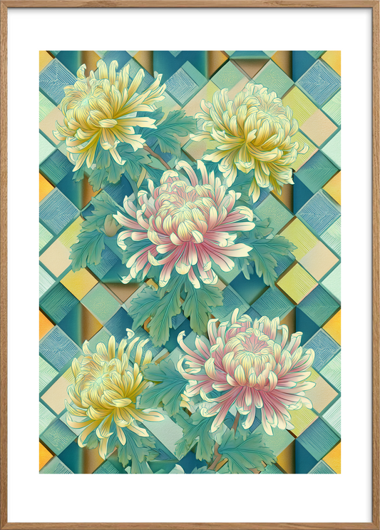 Mosaikkens bløde klang - Oak Frame, With White Border