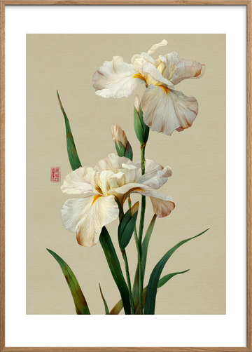 Hviskende silkeblødt åndedrag - Oak Frame, With White Border