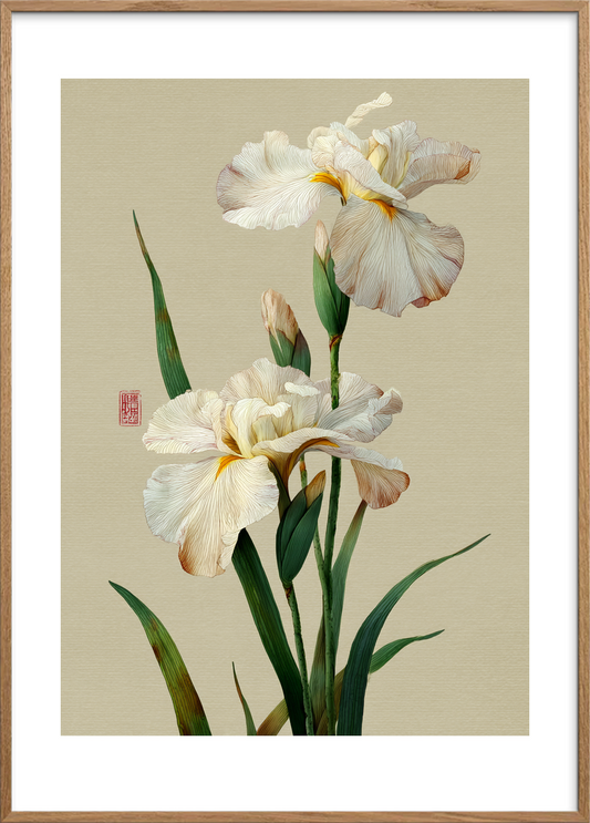 Hviskende silkeblødt åndedrag - Oak Frame, With White Border