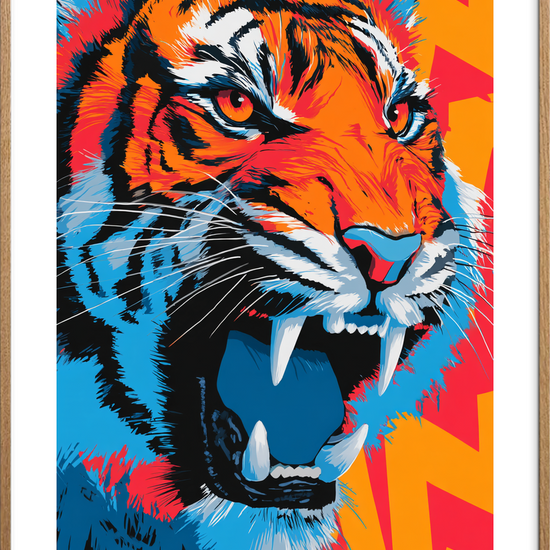 Vibrerende brøl af farver - Oak Frame, With White Border