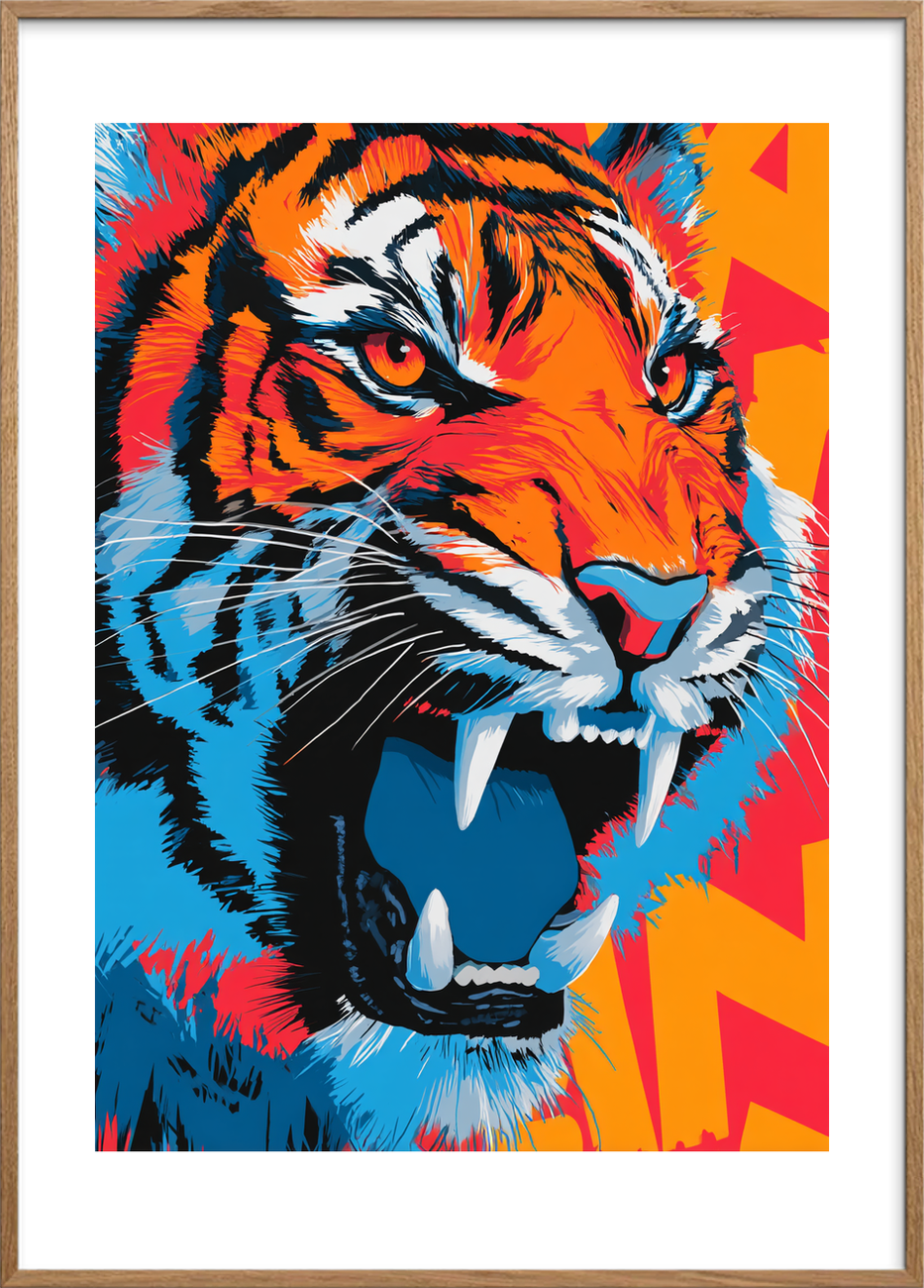 Vibrerende brøl af farver - Oak Frame, With White Border