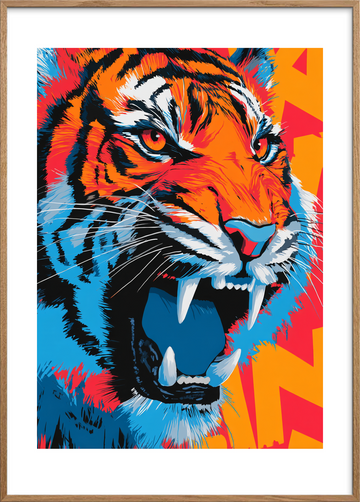 Vibrerende brøl af farver - Oak Frame, With White Border