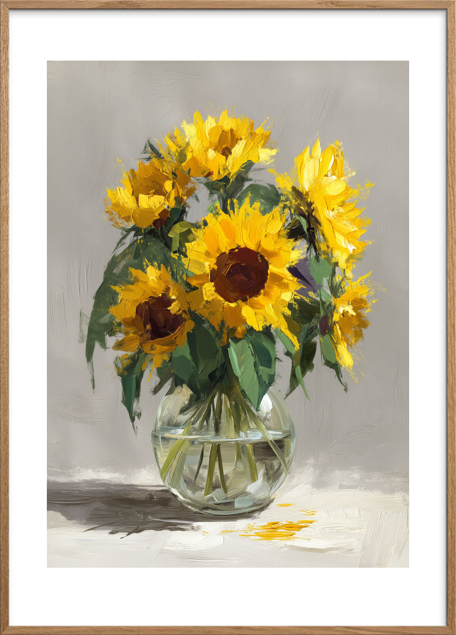 Hvisken af solens varme - Oak Frame, With White Border