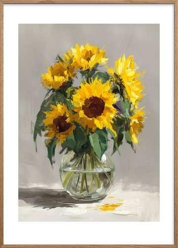 Hvisken af solens varme - Oak Frame, With White Border