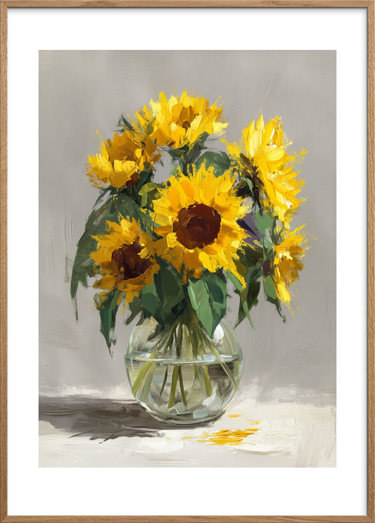 Hvisken af solens varme - Oak Frame, With White Border