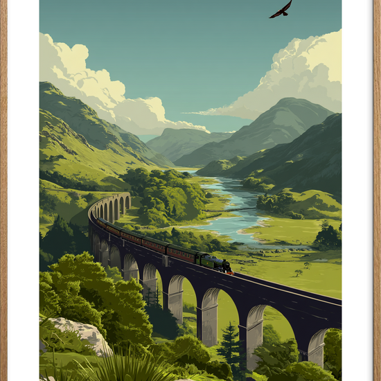 Togets hvisken over dalen - Oak Frame, With White Border