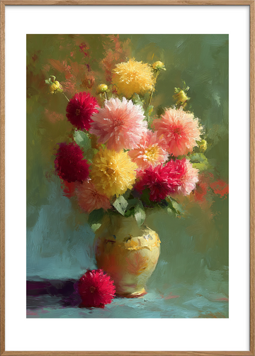 Honningblød blomstersus - Oak Frame, With White Border