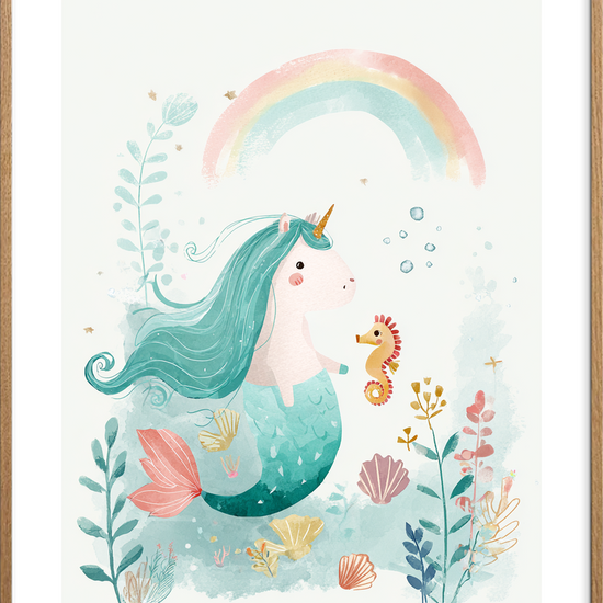 Regnbuens salte hvisken - Oak Frame, With White Border