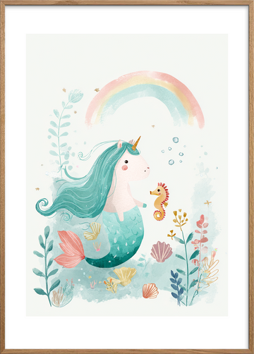 Regnbuens salte hvisken - Oak Frame, With White Border