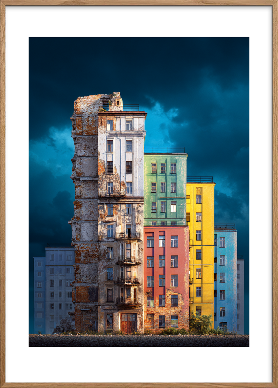 Smagen af rust og regn - Oak Frame, With White Border