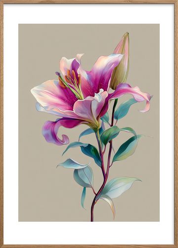 Silke hvisker i morgenlyset - Oak Frame, With White Border