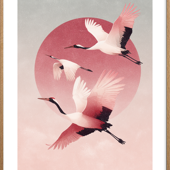 Vinger i lyserød hvisken - Oak Frame, With White Border