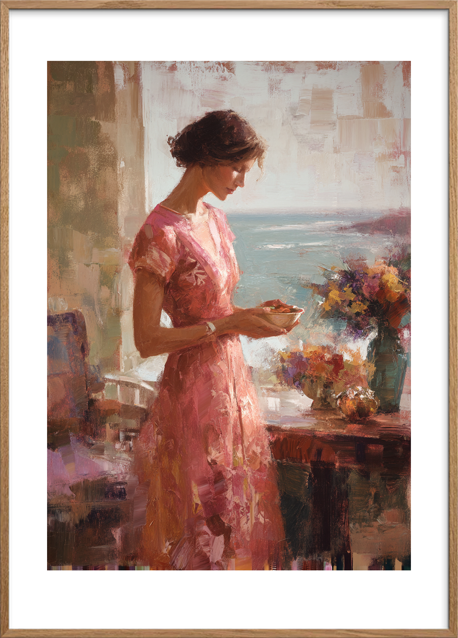 Hvisken af havets søde smag - Oak Frame, With White Border