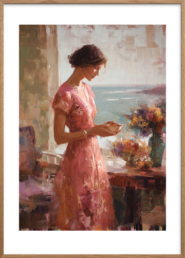 Hvisken af havets søde smag - Oak Frame, With White Border