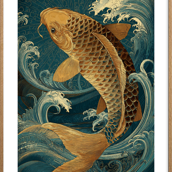 Guldets hvisken under bølgerne - Oak Frame, With White Border