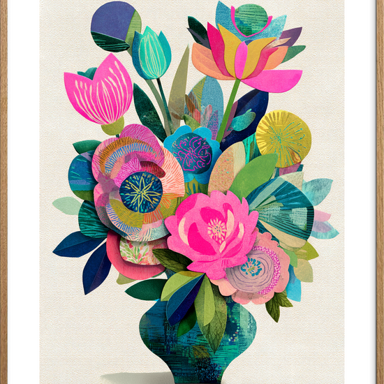 Farvens stille sus - Oak Frame, With White Border