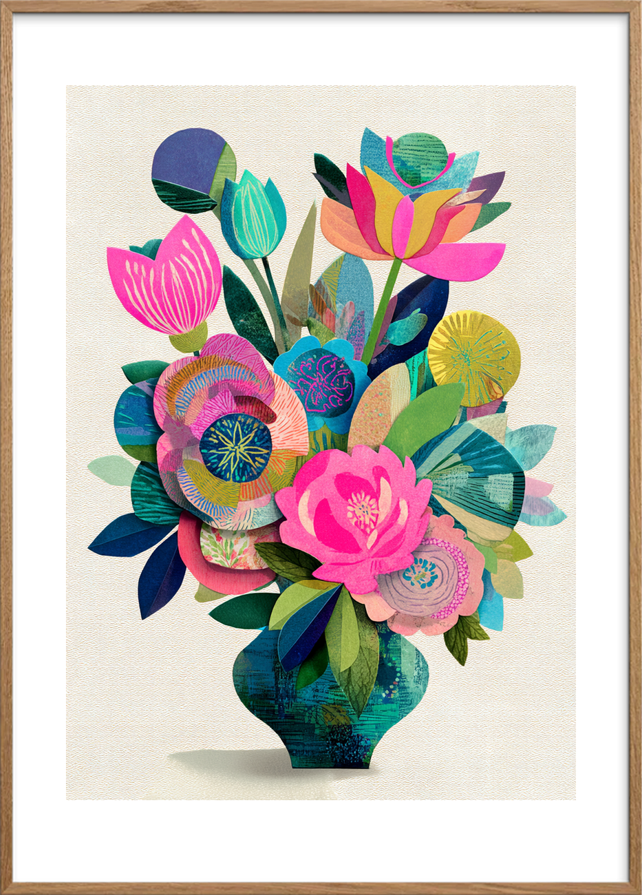 Farvens stille sus - Oak Frame, With White Border