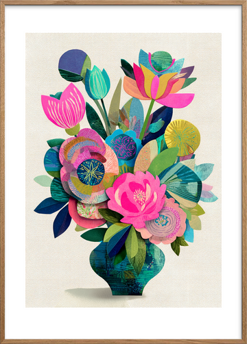 Farvens stille sus - Oak Frame, With White Border